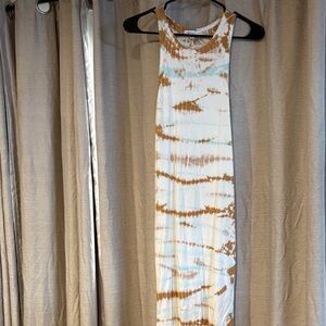 Young Fabulous & Broke Tie-Dye Maxi Dress in Brown and White